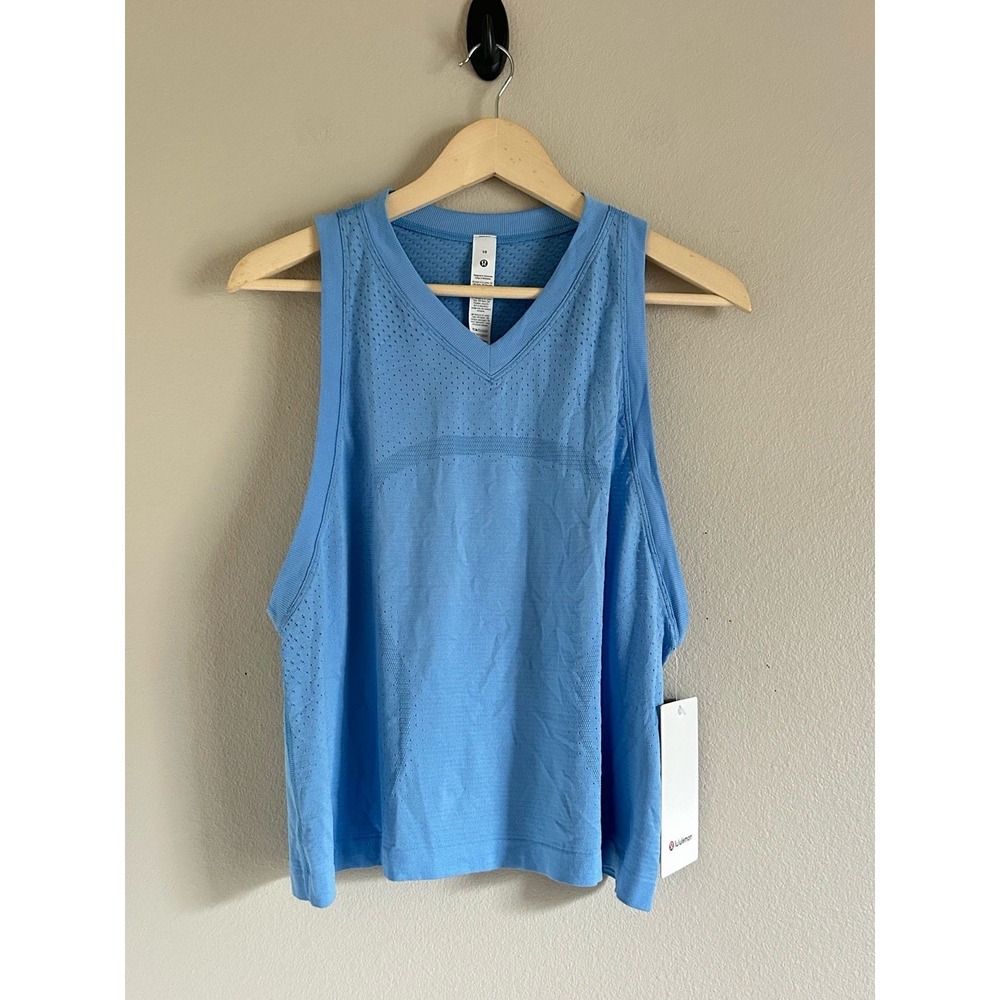Lululemon Swiftly Open-Hole V-Neck Tank Top Blue Size 10 NWT H-7